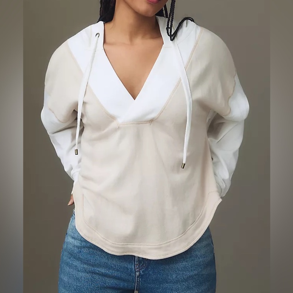 Anthropologie bone with beige Pilcro Wharfside Hooded Sweatshirt xxs